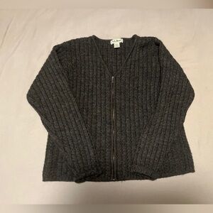 L.L. bean wool 100% Gray Ribbed Zip-Up Cardigan size M